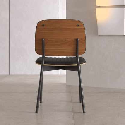 Dining Chair D58 - FK - M001 Modern Black Leather And Metal Legs (Set of 2) - FamiDear
