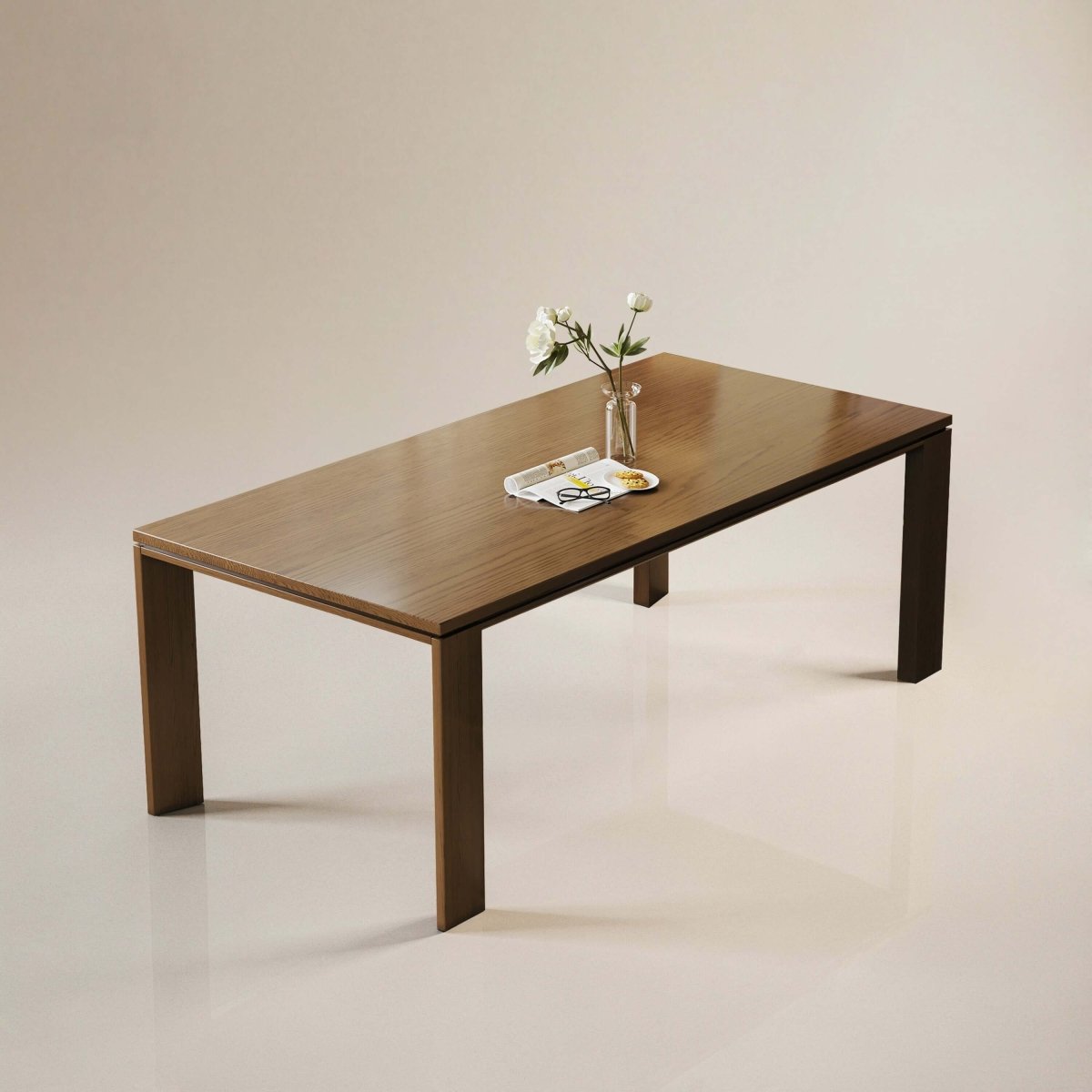 Dining Table D43 - FK - M001 Mid - Century Modern Solid WoodGenerous Tabletop Space 70.87" - FamiDear