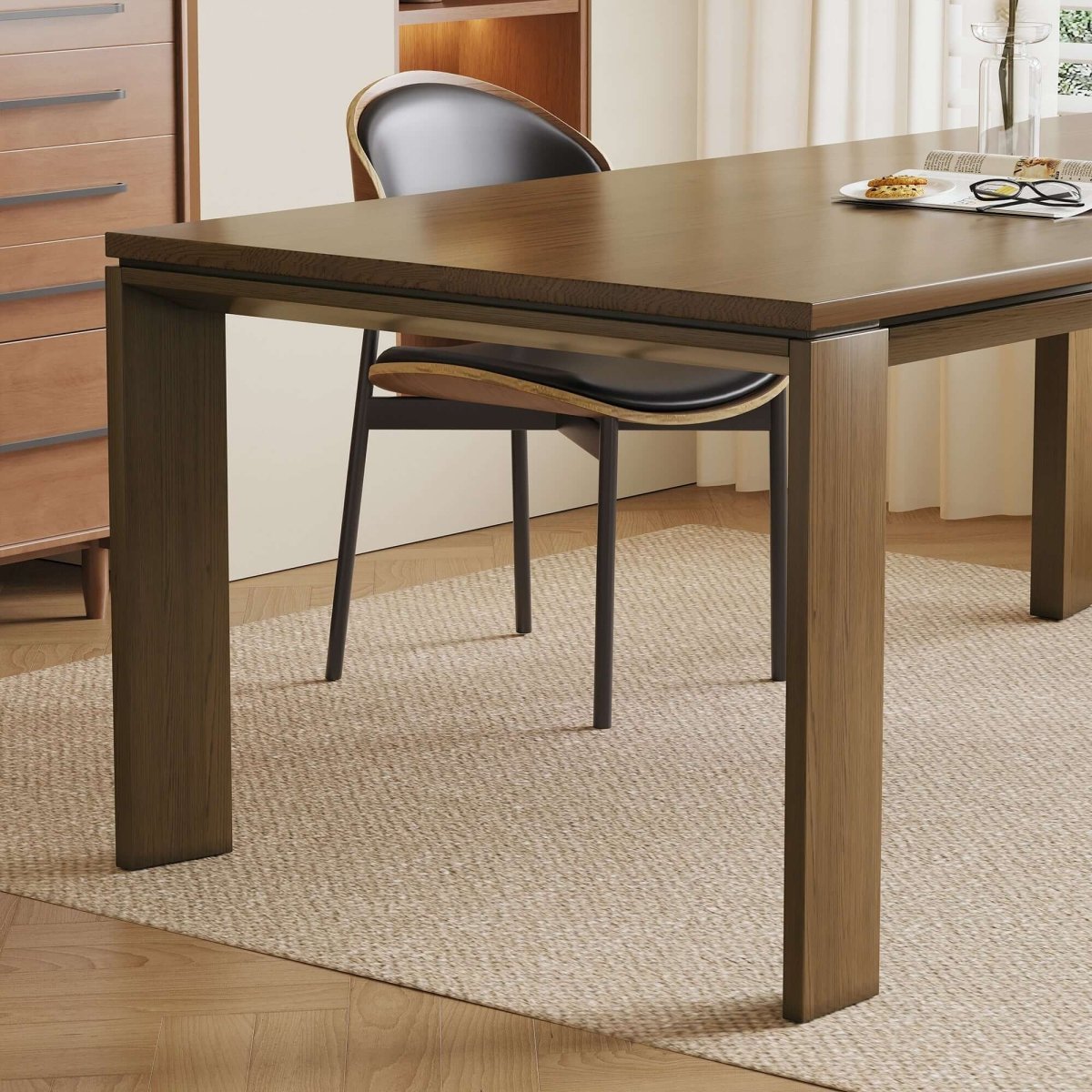 Dining Table D43 - FK - M001 Mid - Century Modern Solid WoodGenerous Tabletop Space 70.87" - FamiDear