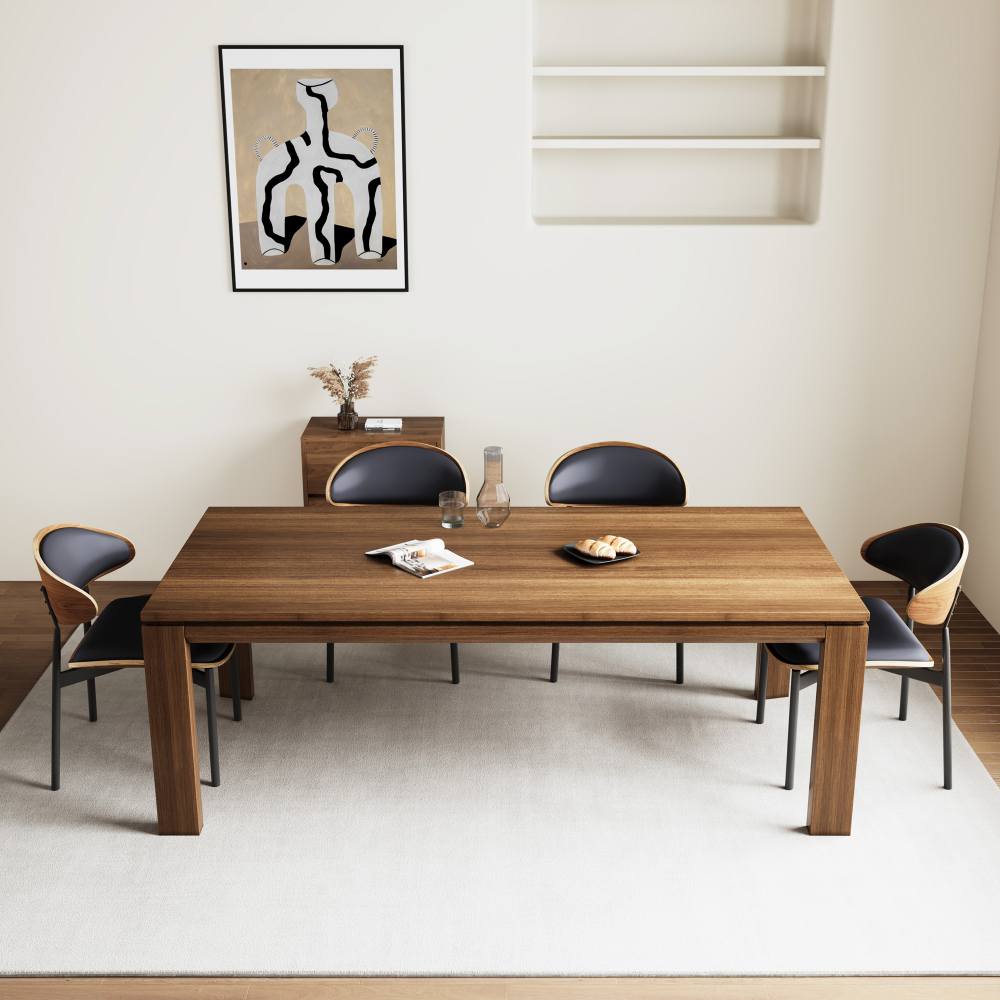 Dining Table D43 - FK - M001 Mid - Century Modern Solid WoodGenerous Tabletop Space 70.87" - FamiDear