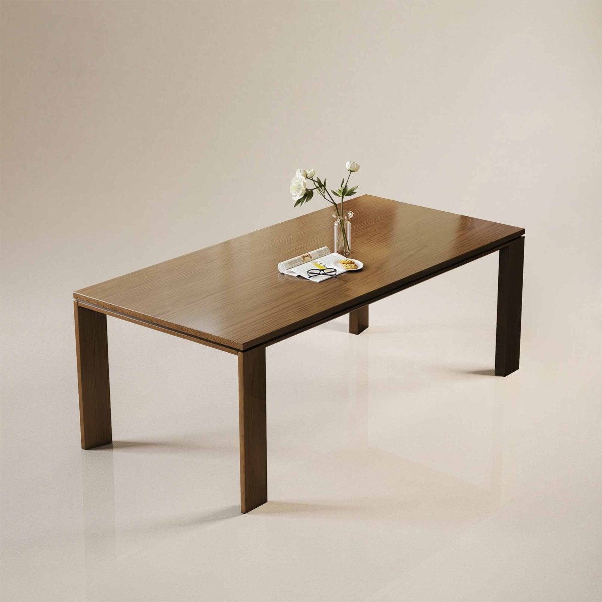 Dining Table D43 - FK - M001 Mid - Century Modern Solid WoodGenerous Tabletop Space 70.87" - FamiDear