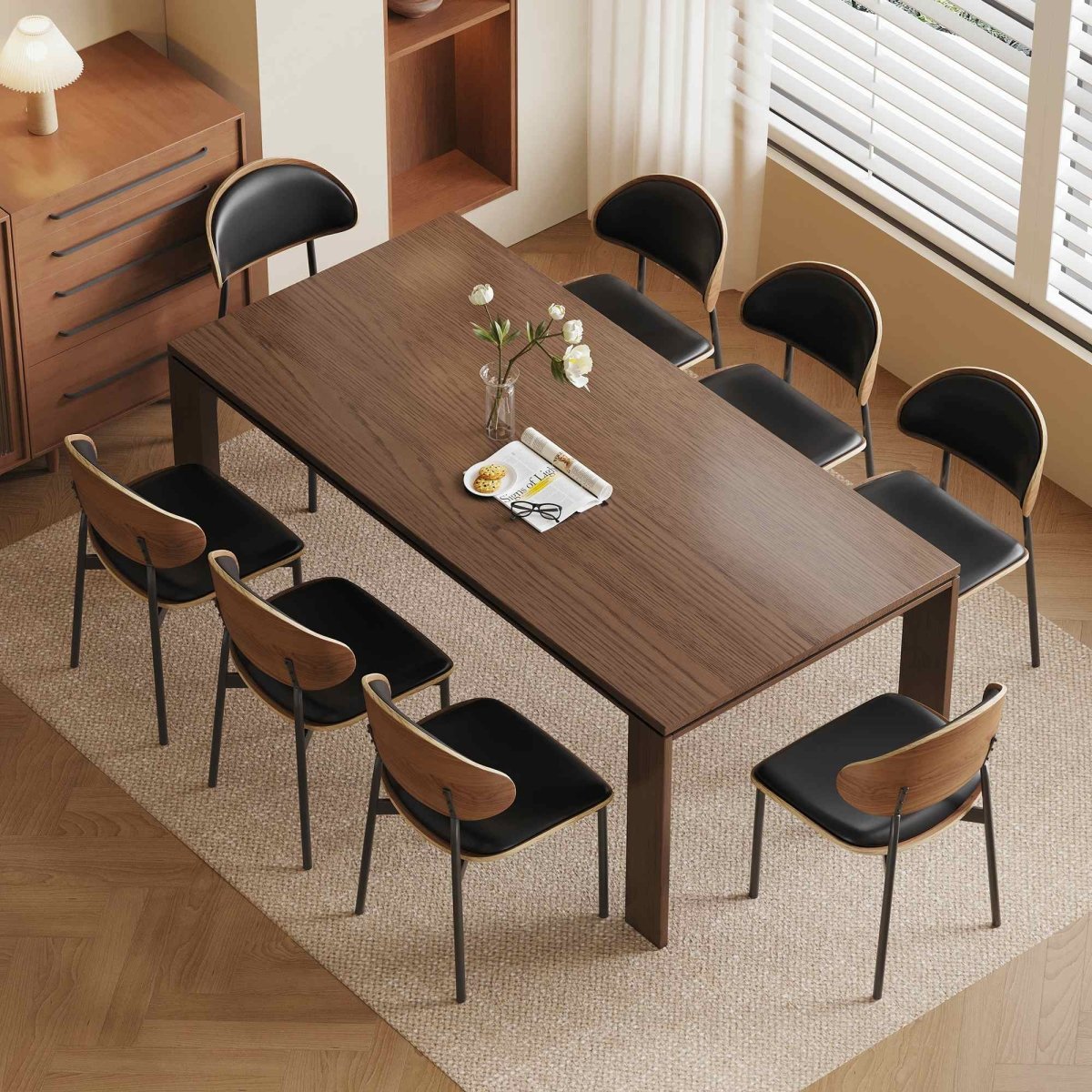 Dining Table D43 - FK - M001 Mid - Century Modern Solid WoodGenerous Tabletop Space 70.87" - FamiDear