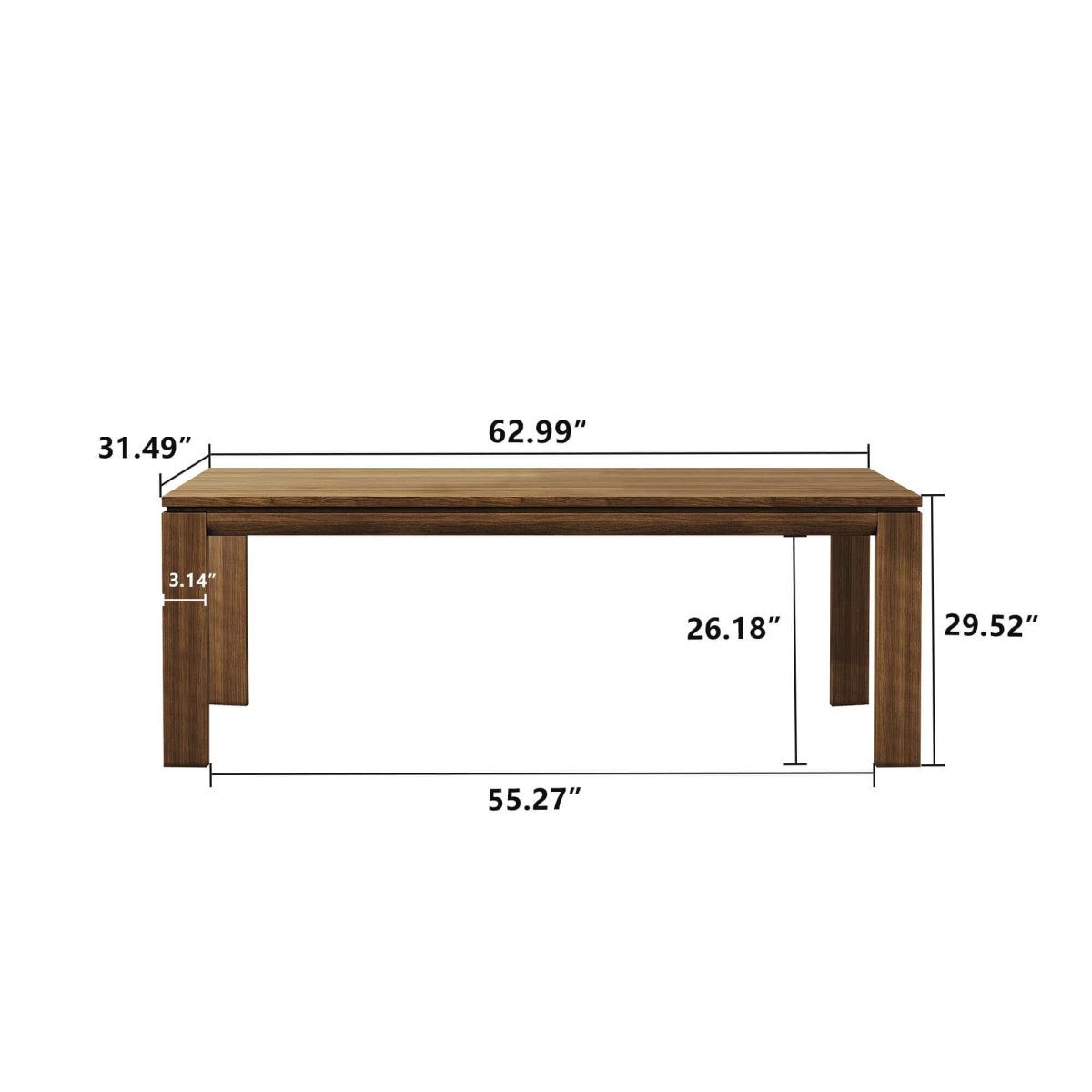 Dining Table D43 - FK - M001 Mid - Century Modern Solid WoodGenerous Tabletop Space 70.87" - FamiDear