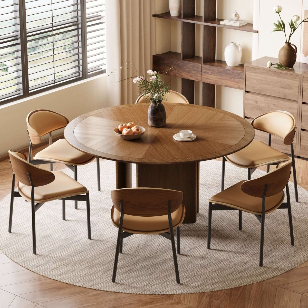 Dining Table D44 - FK - M001 Mid - Century Modern Solid Wood Frame 59.05" - FamiDear