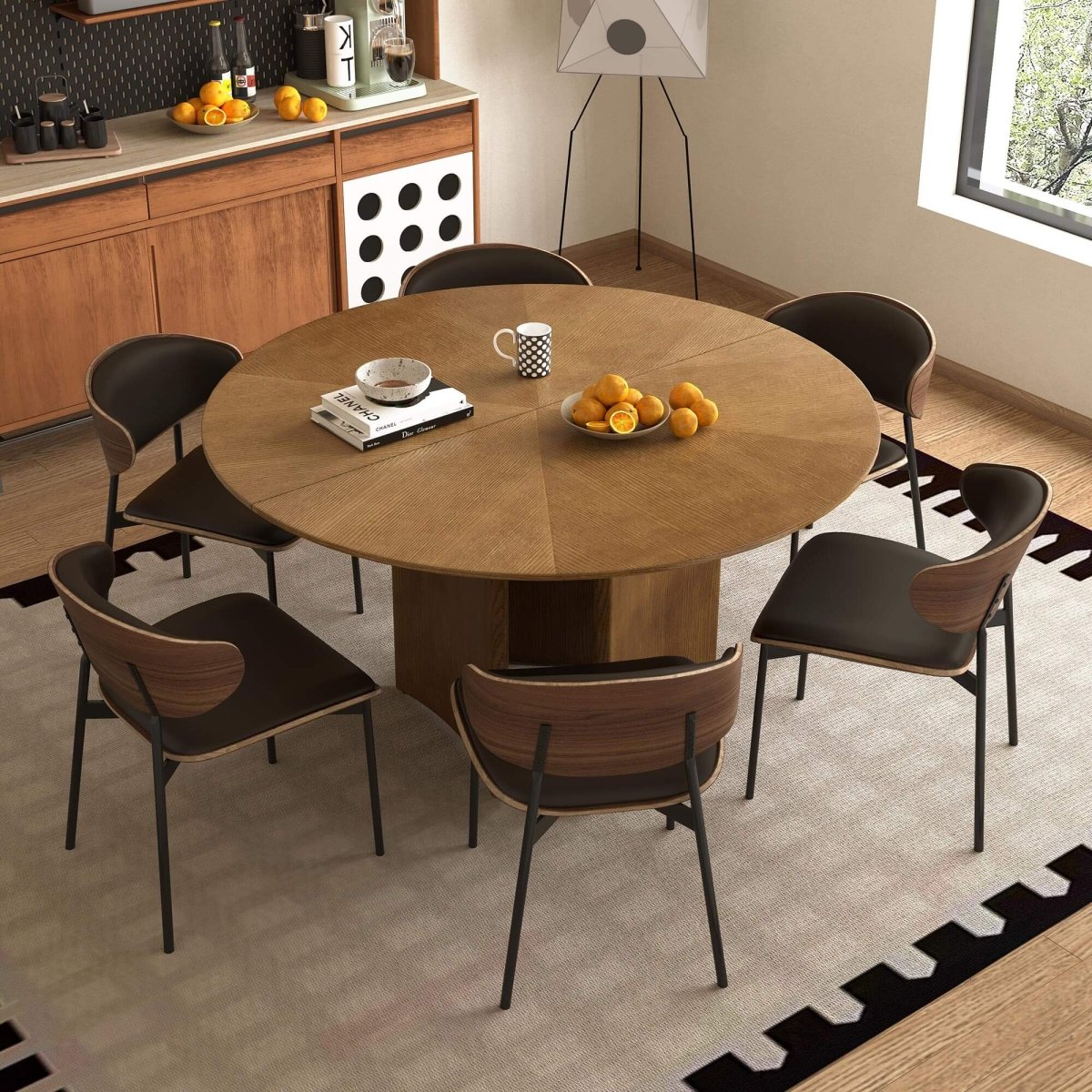 Dining Table D44 - FK - M002 Mid - Century Modern Solid Wood Frame 59.05" - FamiDear