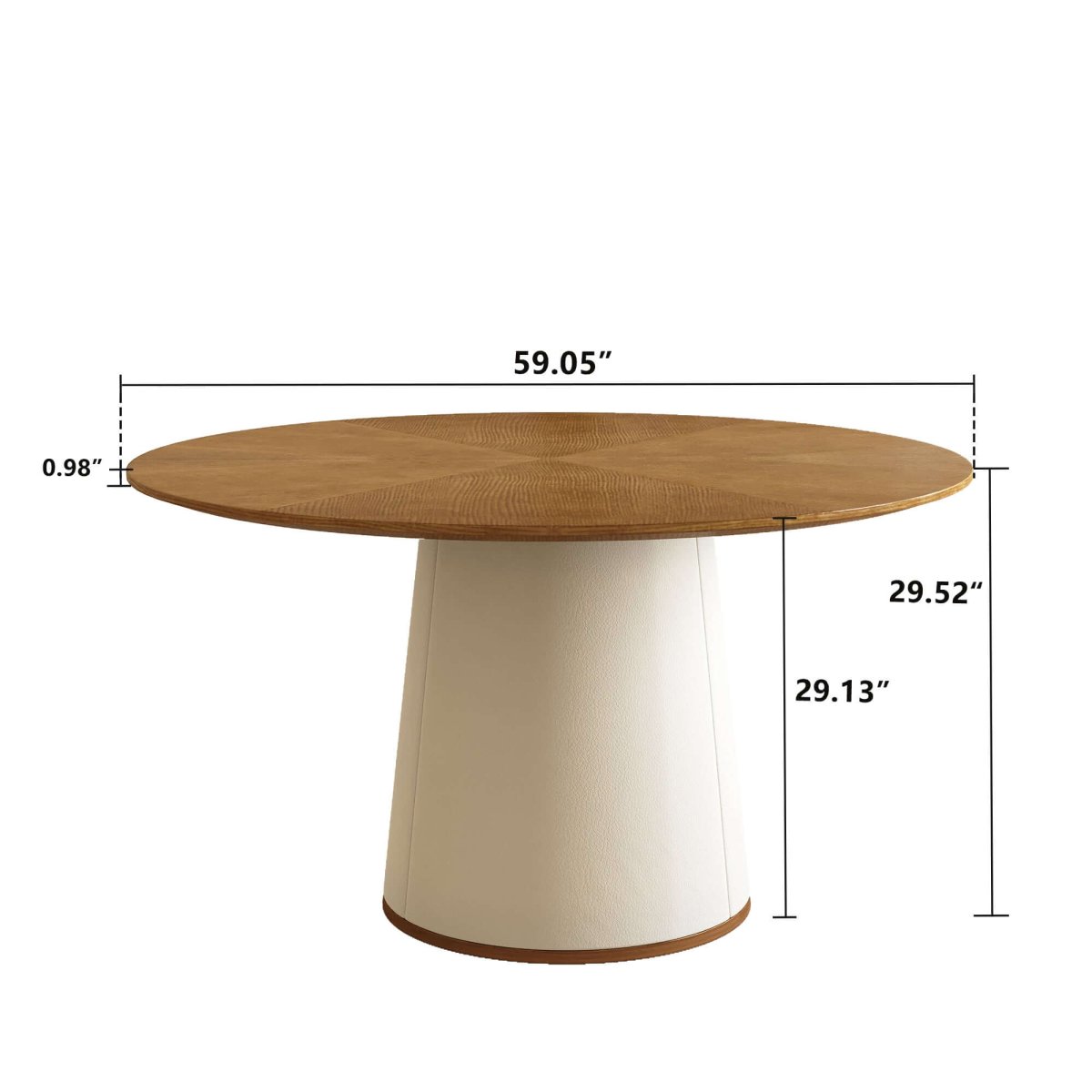Dining Table D45 - FK - M002 Mid - Century Modern Leather - Wrapped Base 59.05" - FamiDear