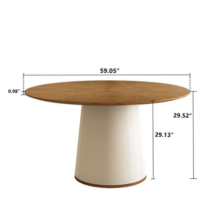Dining Table D45 - FK - M002 Mid - Century Modern Leather - Wrapped Base 59.05" - FamiDear