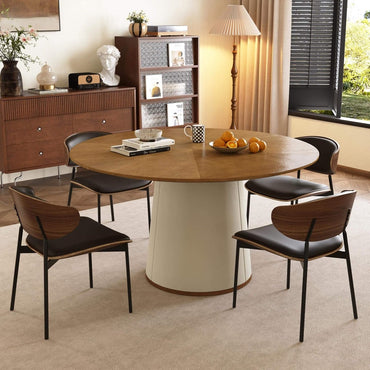 Dining Table D45 - FK - M002 Mid - Century Modern Leather - Wrapped Base 59.05" - FamiDear