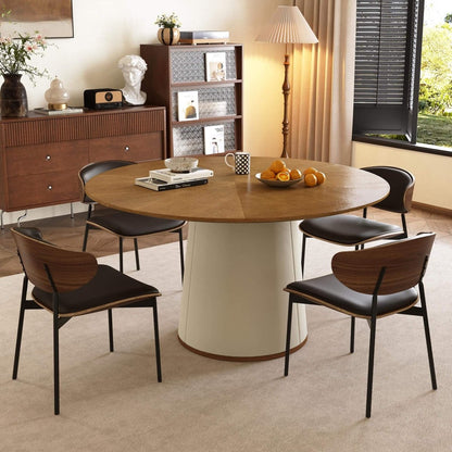 Dining Table D45 - FK - M002 Mid - Century Modern Leather - Wrapped Base 59.05" - FamiDear