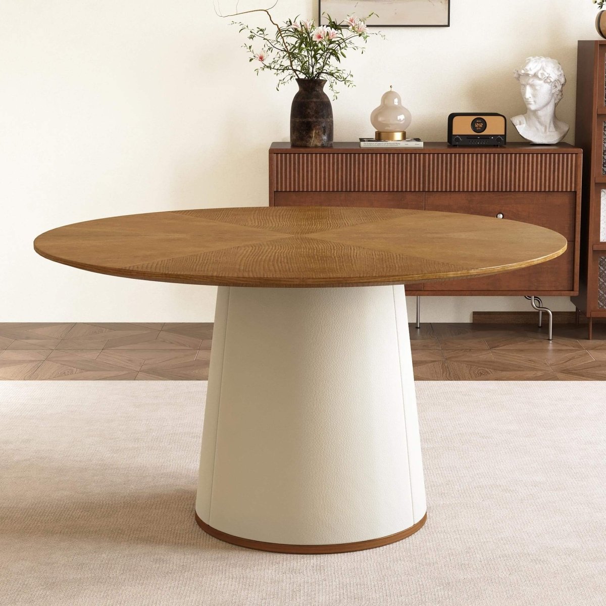 Dining Table D45 - FK - M002 Mid - Century Modern Leather - Wrapped Base 59.05" - FamiDear