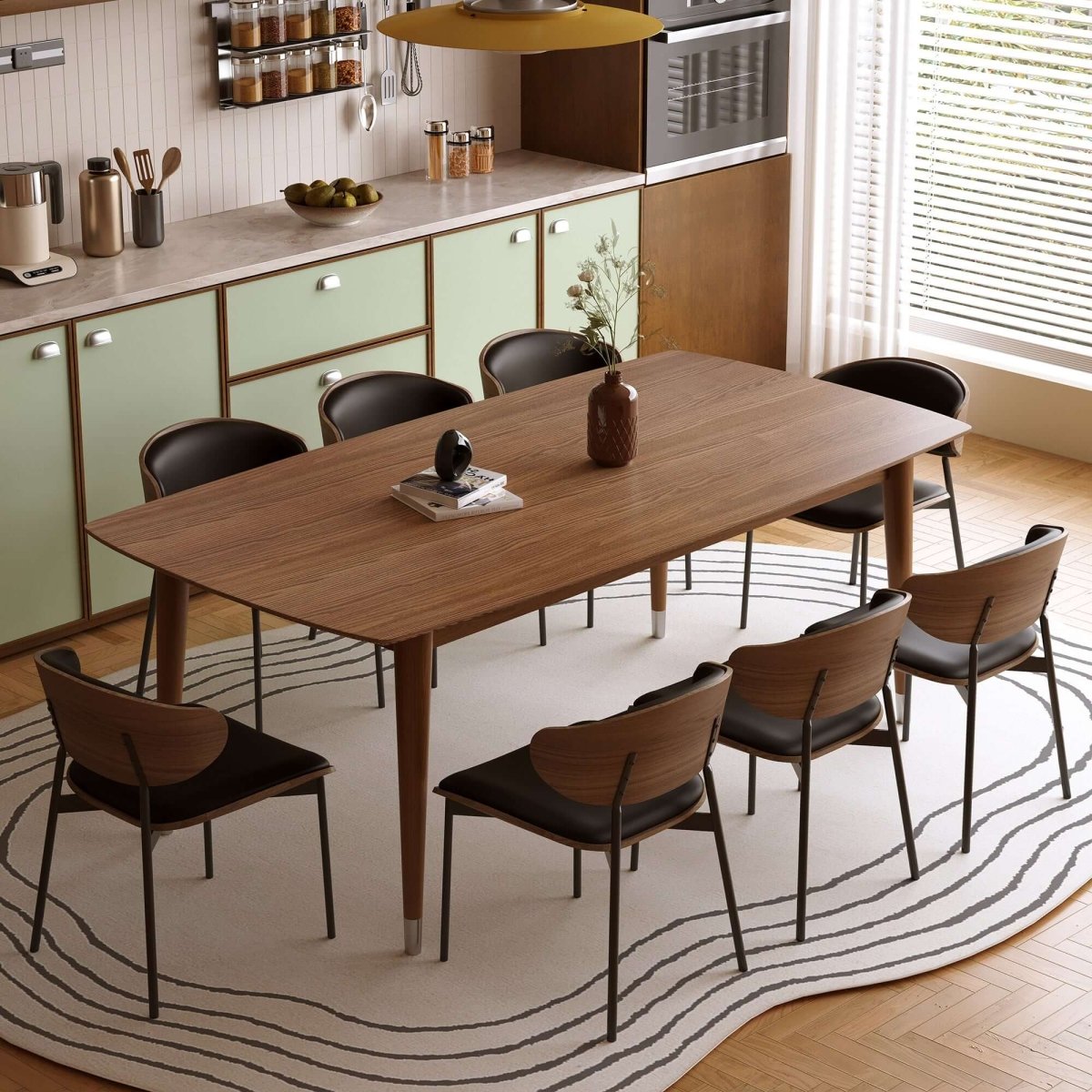 Dining Table D47 - FK - M001 Mid - Century Modern Laminated Solid Wood 62.9" - FamiDear