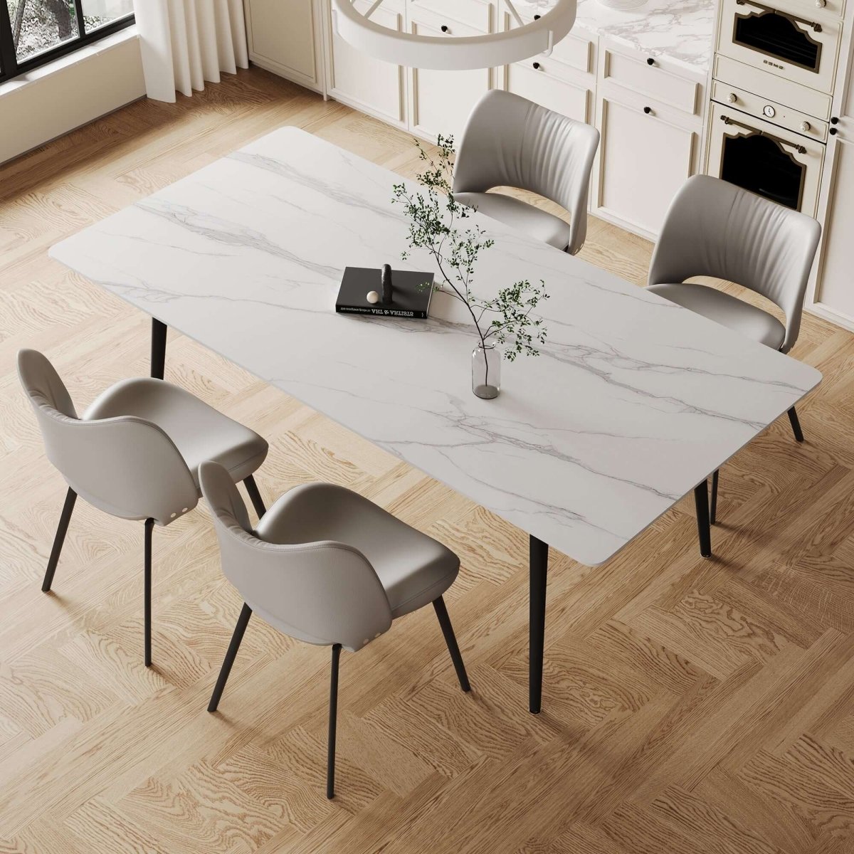 Dining Table D49 - FK - M001 Modern Marble Tabletop 70.8" - FamiDear