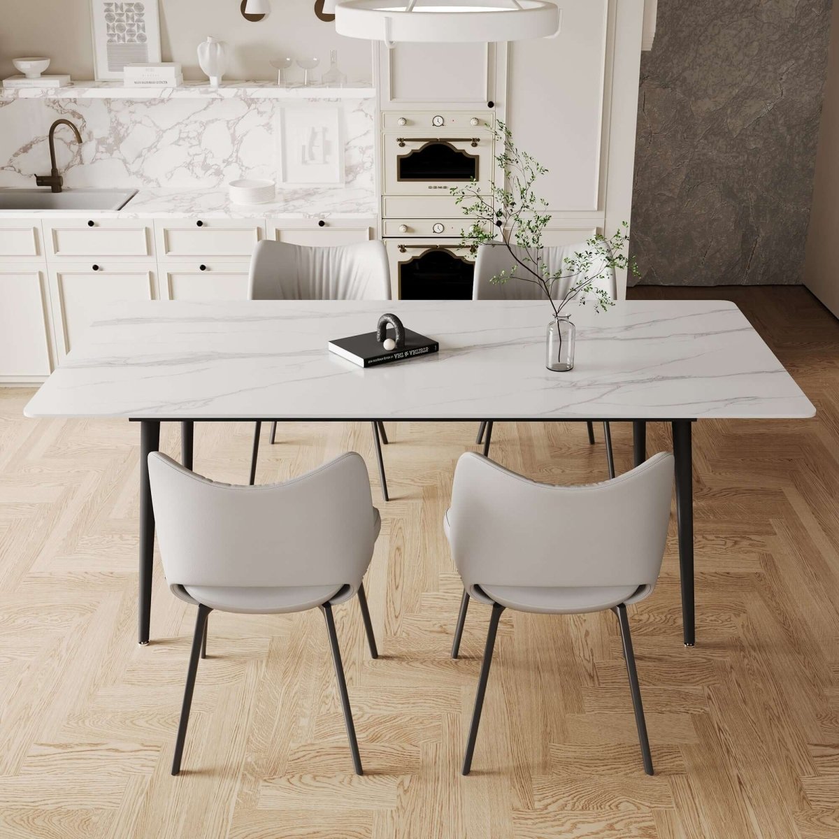 Dining Table D49 - FK - M001 Modern Marble Tabletop 70.8" - FamiDear