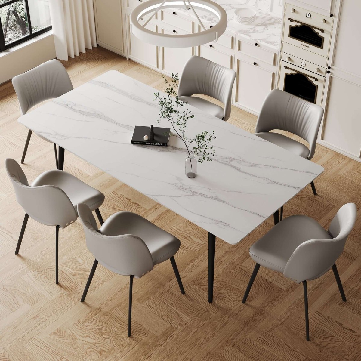 Dining Table D49 - FK - M001 Modern Marble Tabletop 70.8" - FamiDear