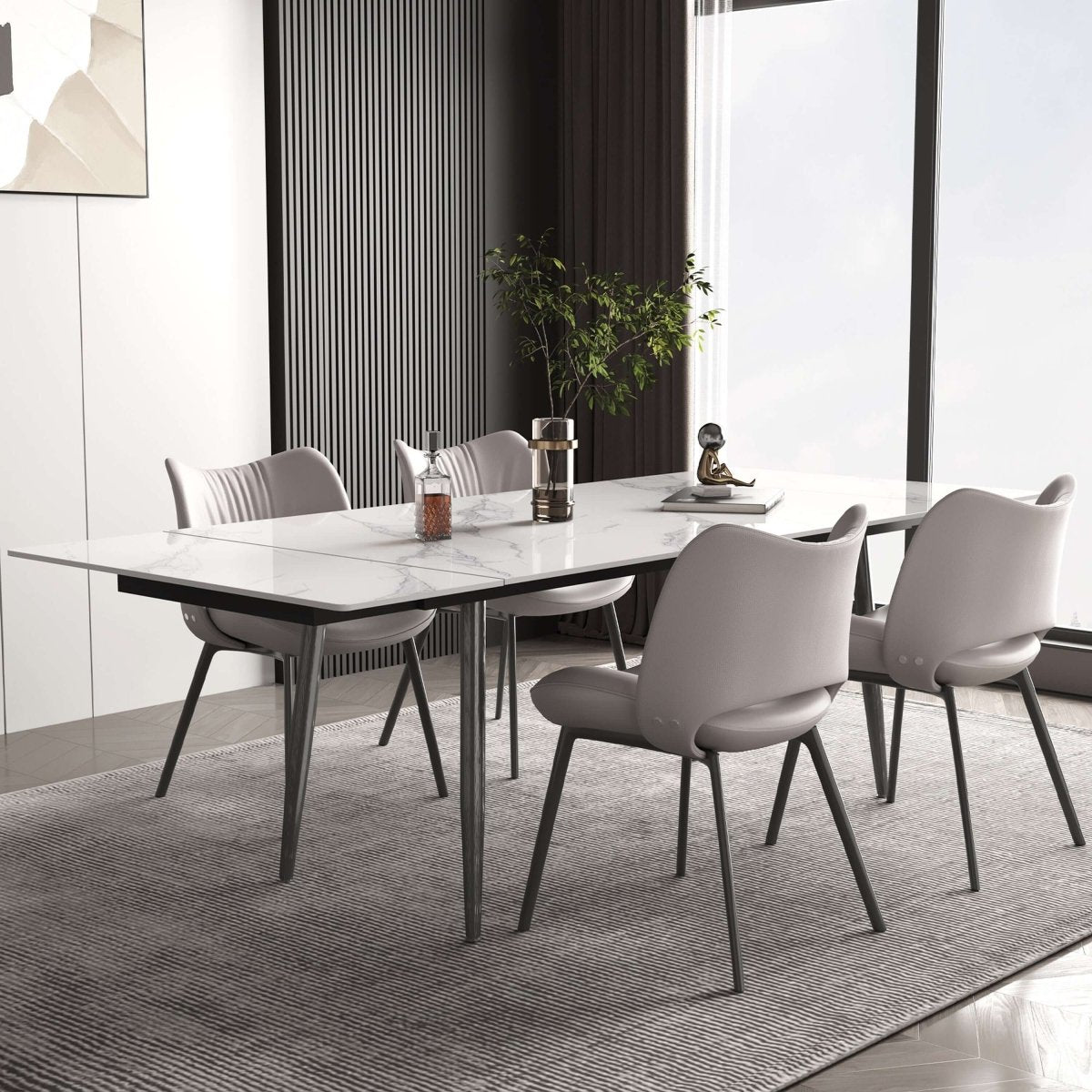 Dining Table D50 - FK - M001 Modern Can Seat 6 - 10 People Extendable 62.9" to 94.4" - FamiDear