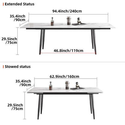 Dining Table D50 - FK - M001 Modern Can Seat 6 - 10 People Extendable 62.9" to 94.4" - FamiDear