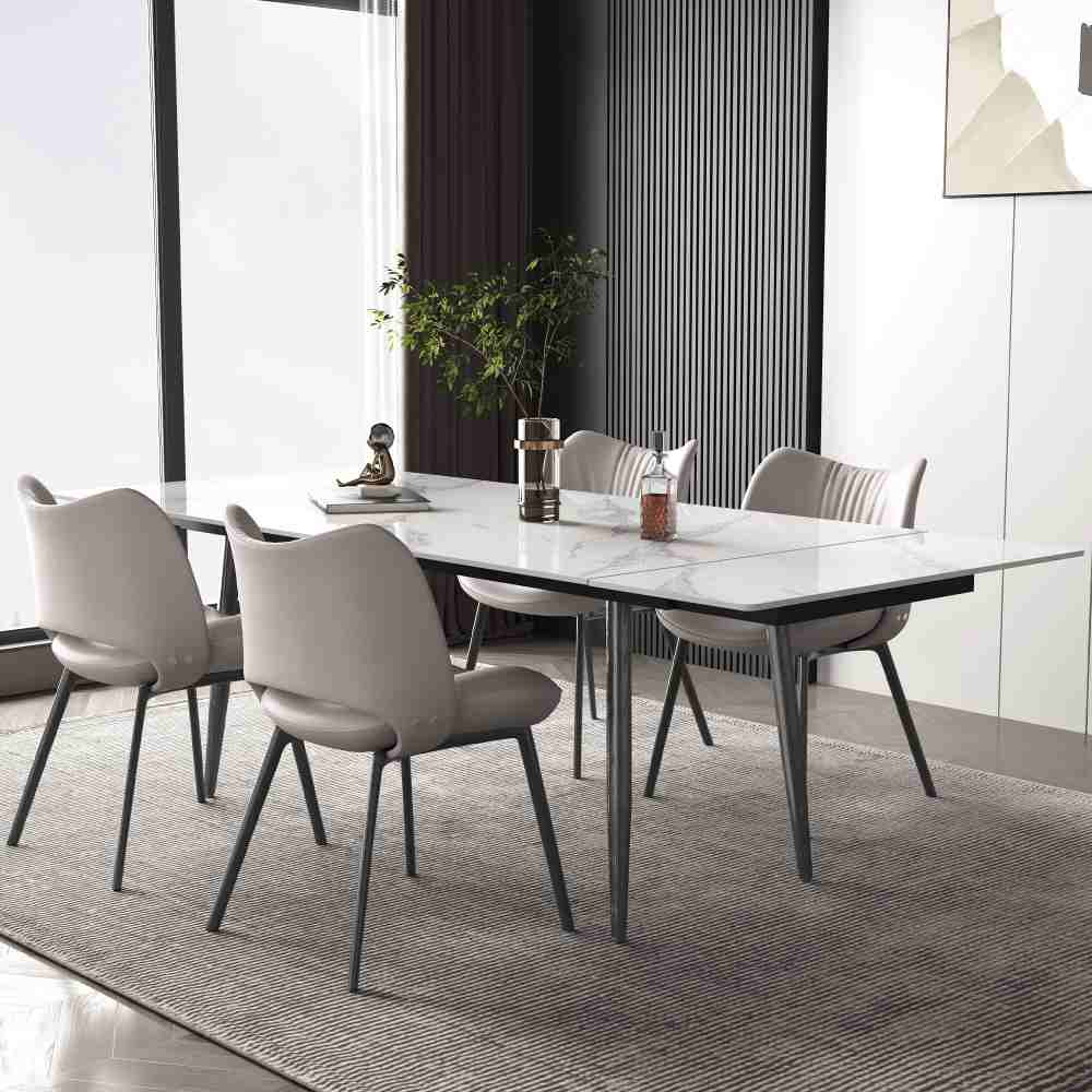 Dining Table D50 - FK - M001 Modern Can Seat 6 - 10 People Extendable 62.9" to 94.4" - FamiDear