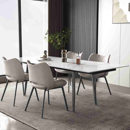 Dining Table D50 - FK - M001 Modern Can Seat 6 - 10 People Extendable 62.9" to 94.4" - FamiDear
