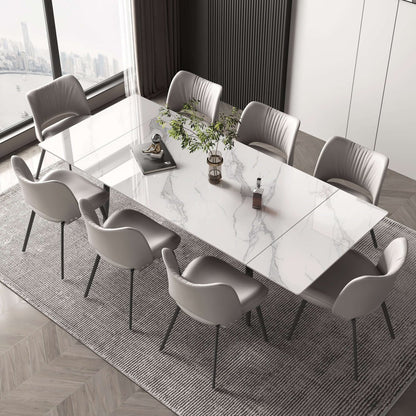 Dining Table D50 - FK - M001 Modern Can Seat 6 - 10 People Extendable 62.9" to 94.4" - FamiDear