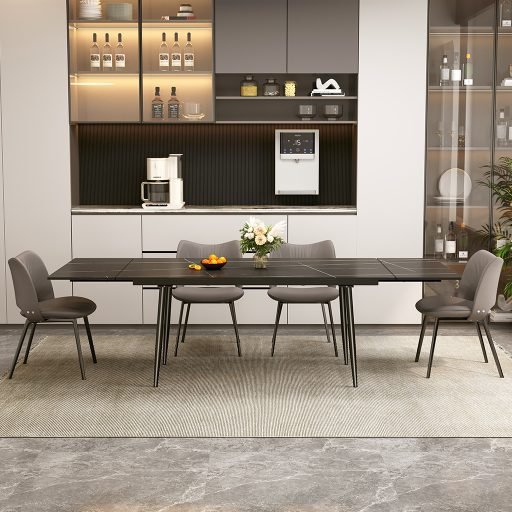 Dining Table D50 - FK - M001 Modern Can Seat 6 - 10 People Extendable 62.9" to 94.4" - FamiDear