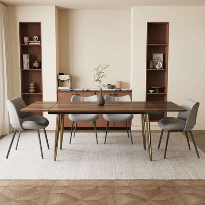 Dining Table D51 - FK - M001 Mid - Century Modern Walnut Wood Extendable 62.9" to 94.4" - FamiDear