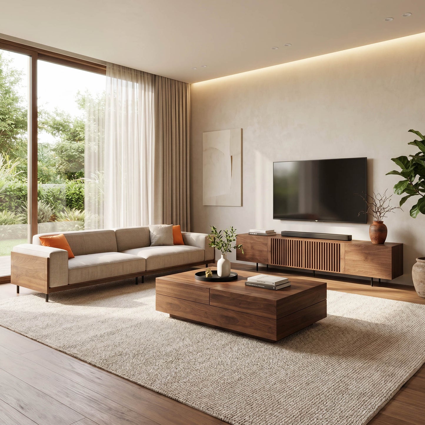 FamiDear Contemporary Living Room Set – Modern Sofa, Coffee Table & TV Stand Bundle