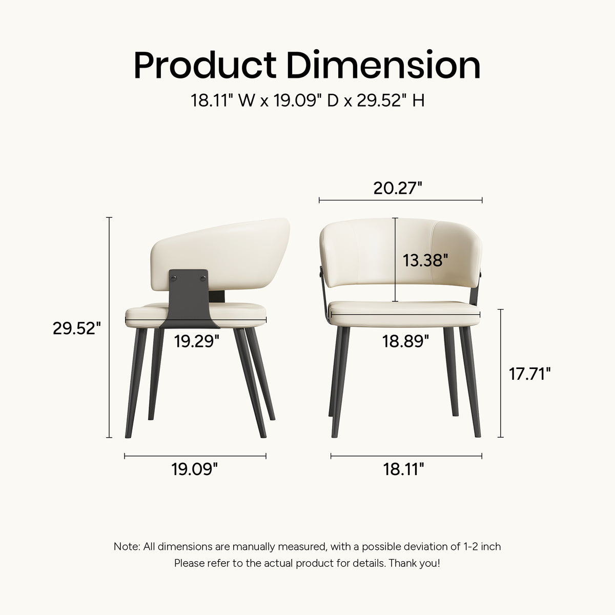 Modern Upholstered Dining Chairs Set of 2 D57-FK-M001