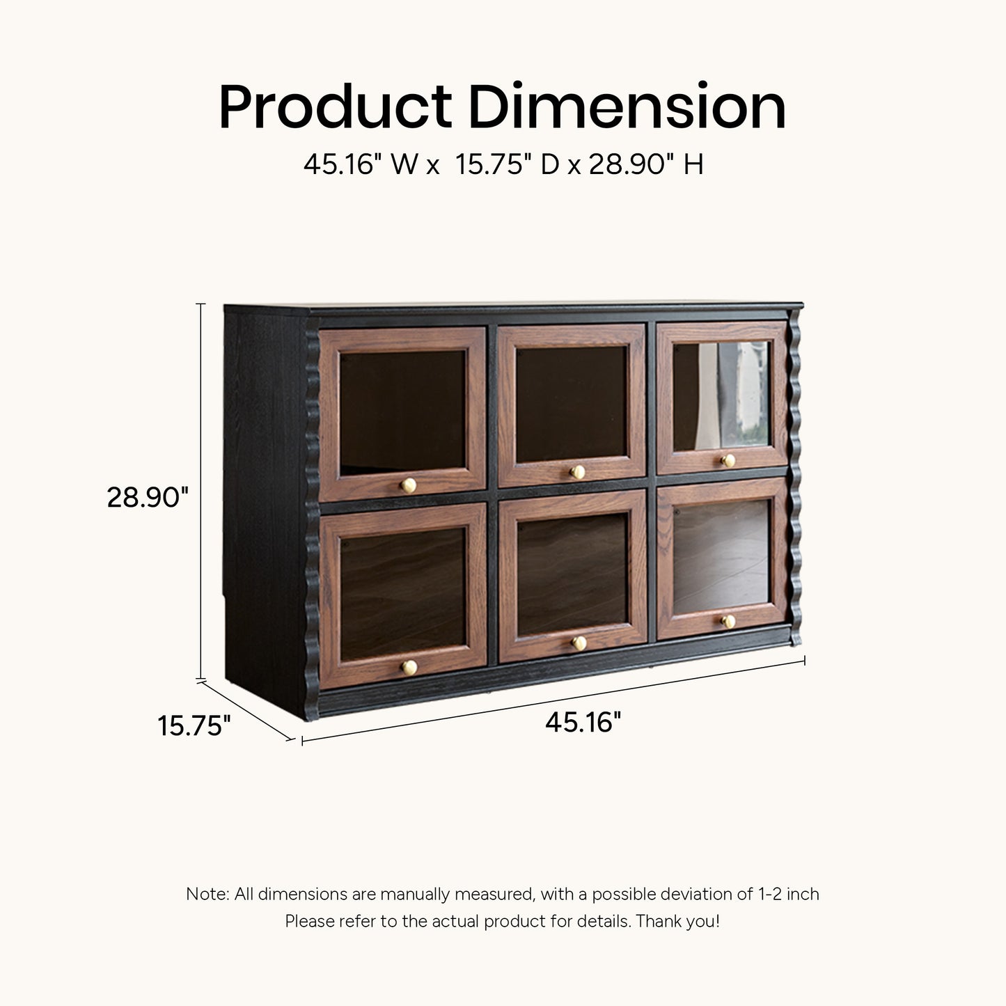 Gael Vintage Flip Door Storage Cabinet, Mid-Century Walnut Display Cabinet