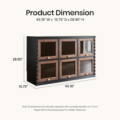 Gael Vintage Flip Door Storage Cabinet, Mid-Century Walnut Display Cabinet