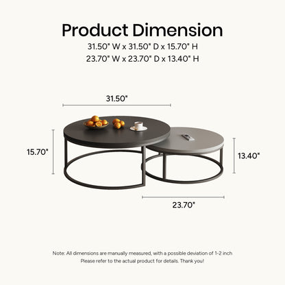 Round Nesting Coffee Tables  55.2" Set of 2 Two-Tone Finish