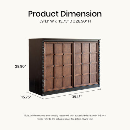 Gael Vintage Wall Storage Cabinet with Sliding Doors, Mid-Century Walnut Wall Cabinet