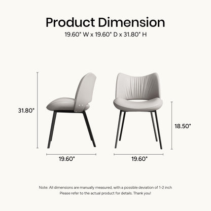 Modern Upholstered Dining Chairs Set of 2 with Curved Backrest & Carbon Steel Legs