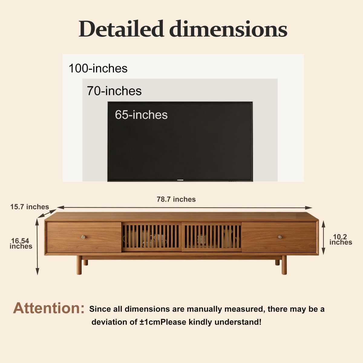 Mid - Century Modern Floating TV Stand 78.7" with Slatted Sliding Doors - FamiDear