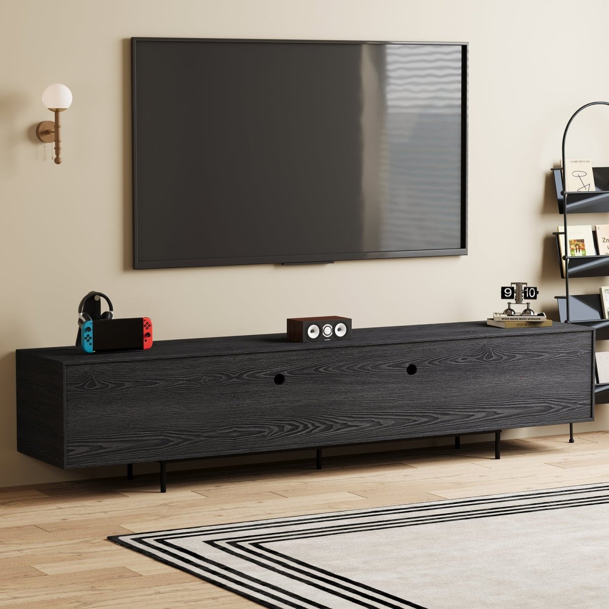 Mid Century Modern TV Stand 94.48" & 70.87" with Cable Management & 4 Storage Cabinets - FamiDear