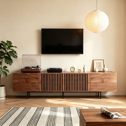 Mid Century Modern TV Stand 94.48" & 70.87" with Cable Management & 4 Storage Cabinets - FamiDear