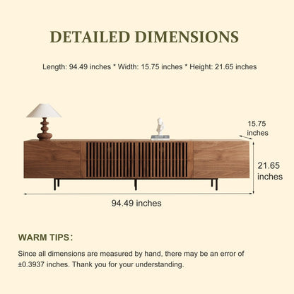 Mid Century Modern TV Stand 94.48" & 70.87" with Cable Management & 4 Storage Cabinets - FamiDear
