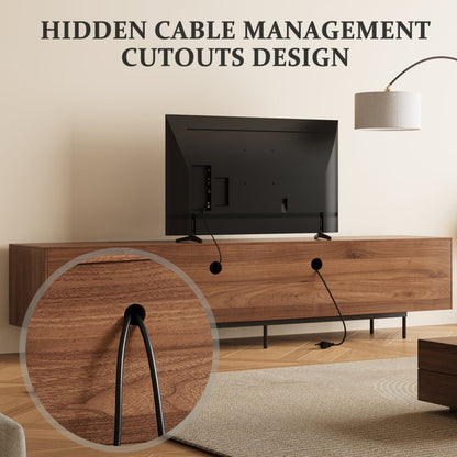 Mid Century Modern TV Stand 94.48" & 70.87" with Cable Management & 4 Storage Cabinets - FamiDear