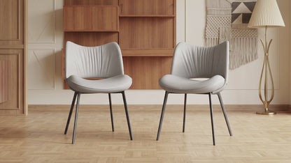Modern Upholstered Dining Chairs Set of 2 with Curved Backrest & Carbon Steel Legs
