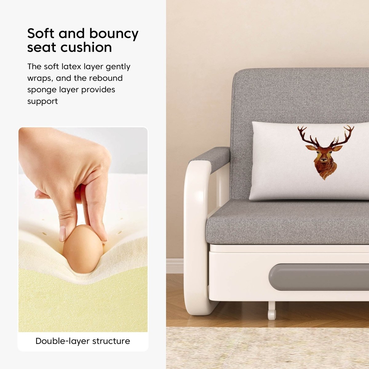 Pull Out Sleeper Sofa Bed 50.3"&62.2" Full Size Compact Futon Couch for Small Spaces - FamiDear