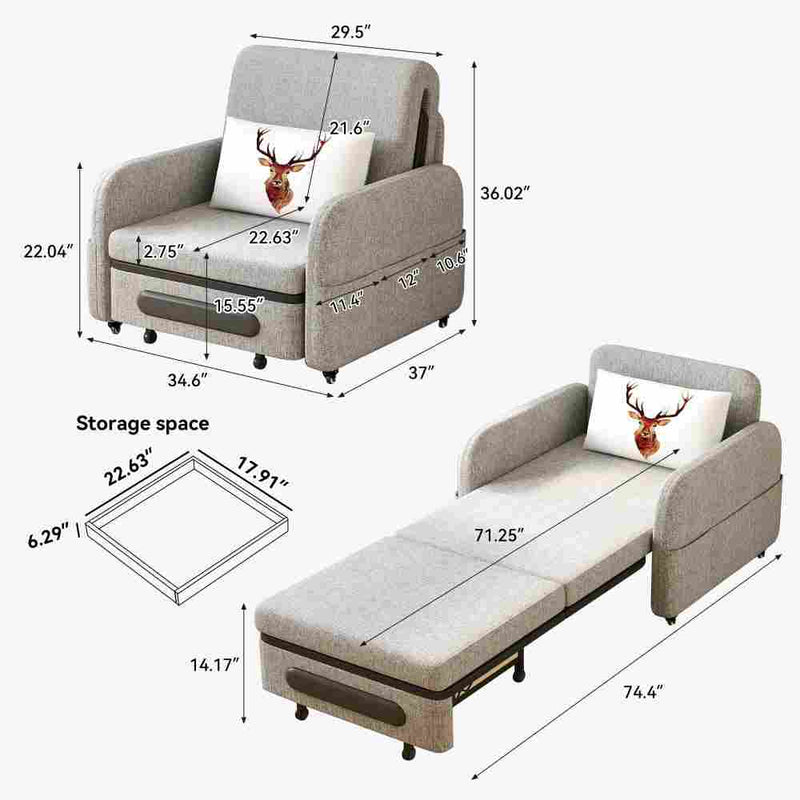 Sofa C17 - FK - M001 MTW Modern Fold - Out Sofa Bed Durable Fabrics 56.69" - FamiDear