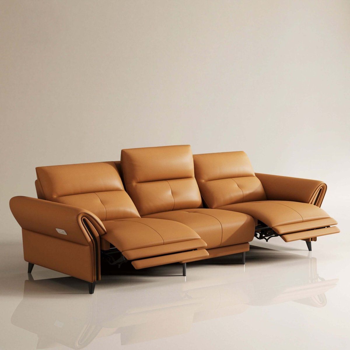 Sofa C18 - FK - L001 Modern Power Recliner Solid Larch Frame 112.5" - FamiDear