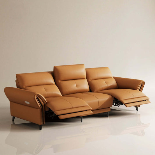 Sofa C18 - FK - L001 Modern Power Recliner Solid Larch Frame 112.5" - FamiDear