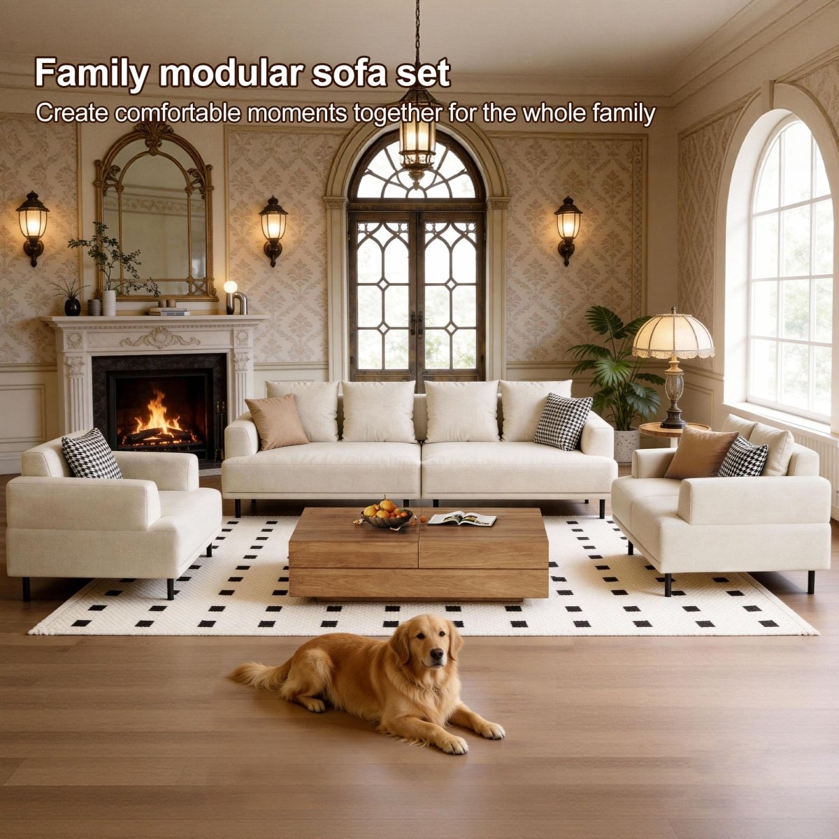 Sofa C19 - FK - M001 Modern Premium Durable Fabrics Solid Larch Frame 109.44" - FamiDear