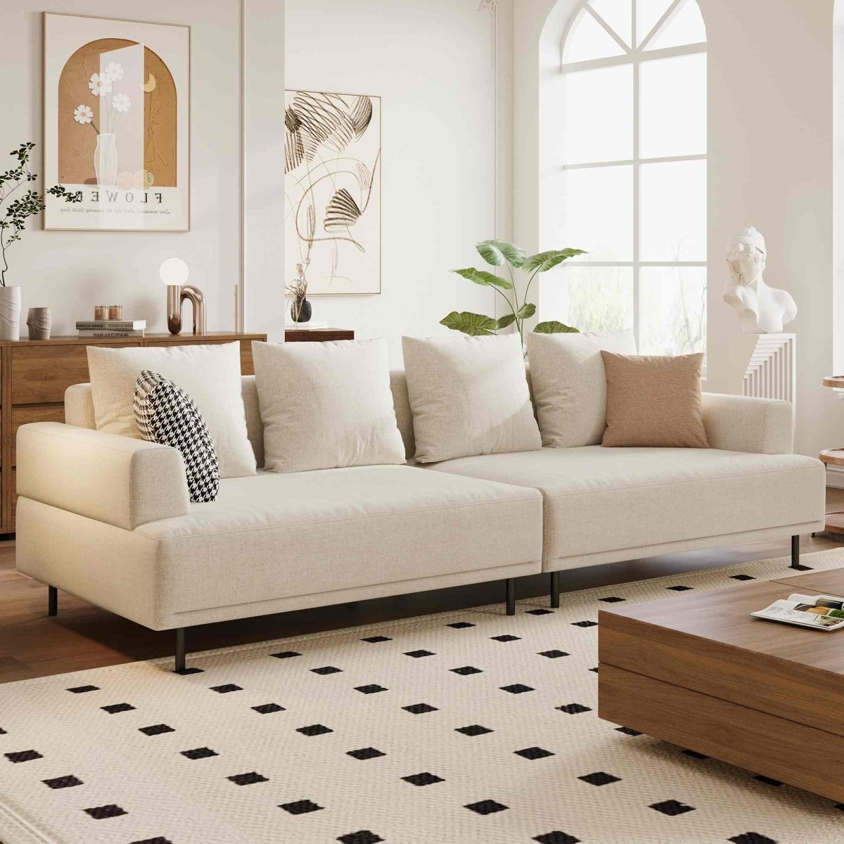 Sofa C19 - FK - M001 Modern Premium Durable Fabrics Solid Larch Frame 109.44" - FamiDear
