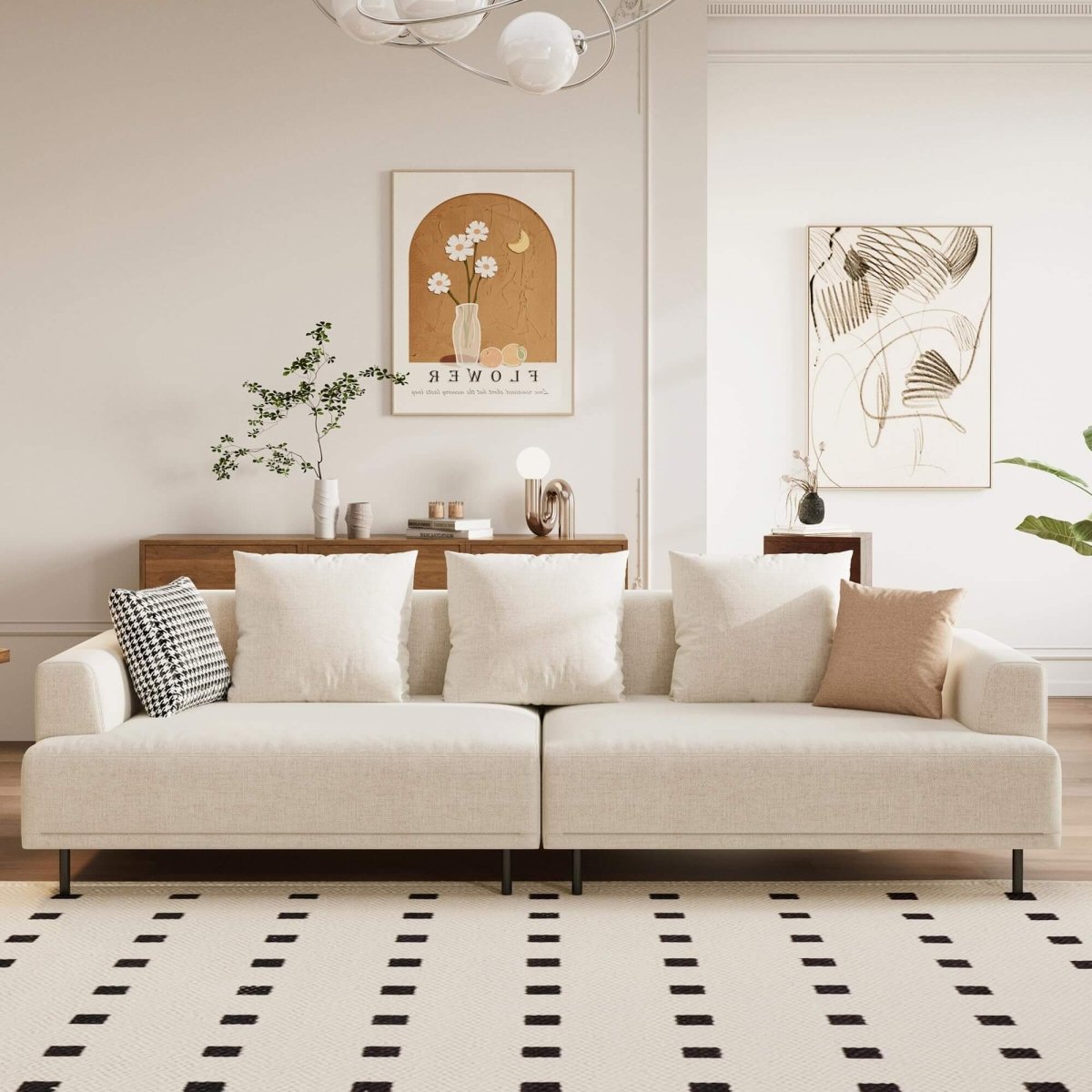 Sofa C19 - FK - M001 Modern Premium Durable Fabrics Solid Larch Frame 109.44" - FamiDear