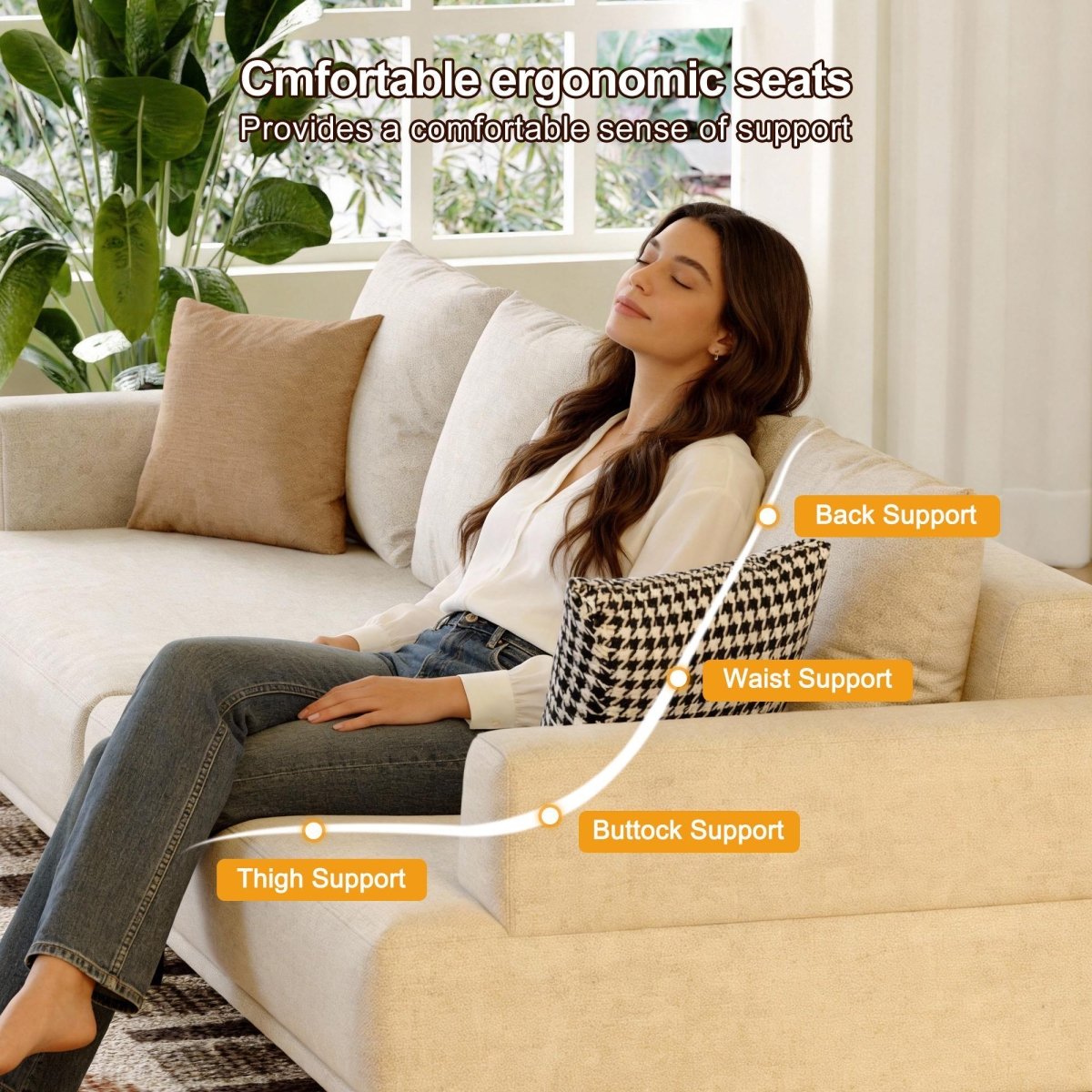 Sofa C19 - FK - M001 Modern Premium Durable Fabrics Solid Larch Frame 109.44" - FamiDear