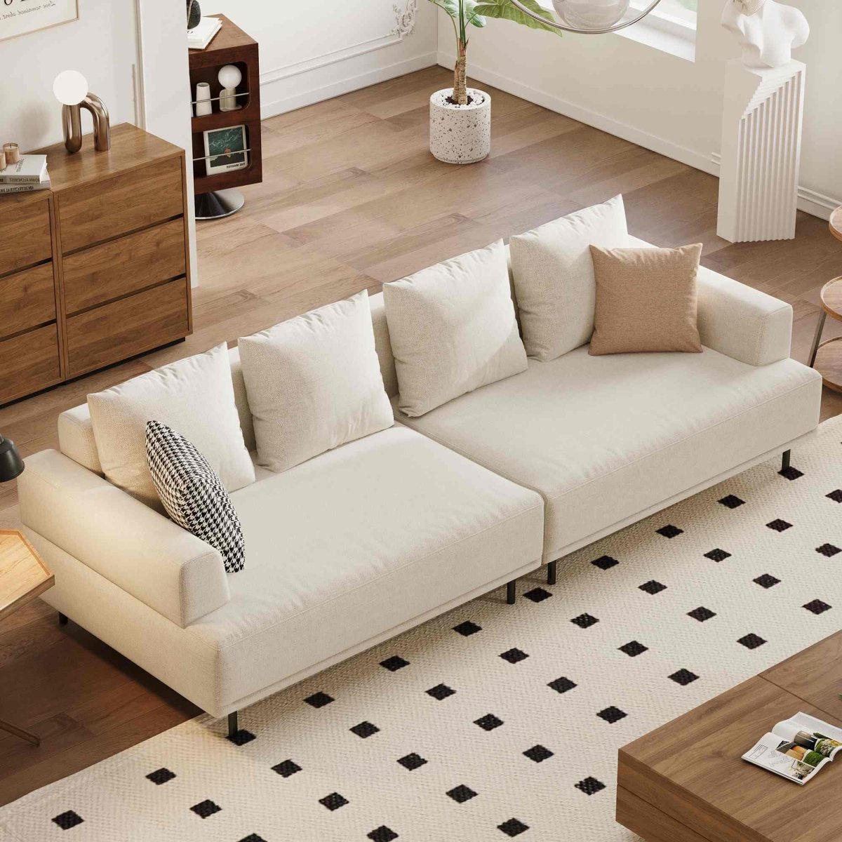 Sofa C19 - FK - M001 Modern Premium Durable Fabrics Solid Larch Frame 109.44" - FamiDear