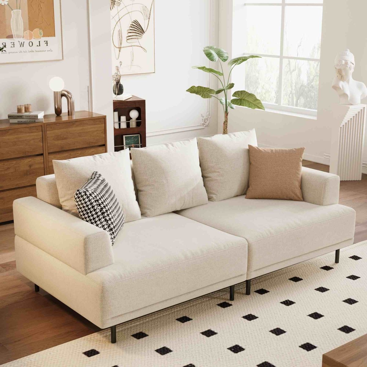 Sofa C19 - FK - M001 Modern Premium Durable Fabrics Solid Larch Frame 109.44" - FamiDear