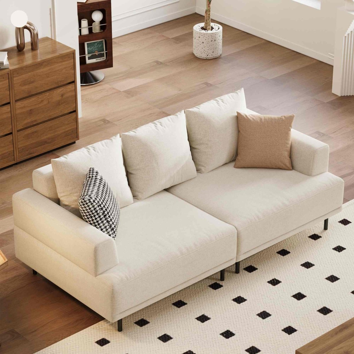 Sofa C19 - FK - M001 Modern Premium Durable Fabrics Solid Larch Frame 109.44" - FamiDear