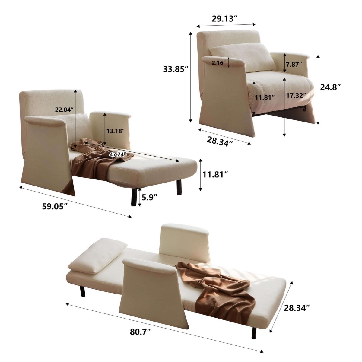 Sofa C20 - FK - L001 Modern Fold - Out Sofa Bed 29.13" - FamiDear